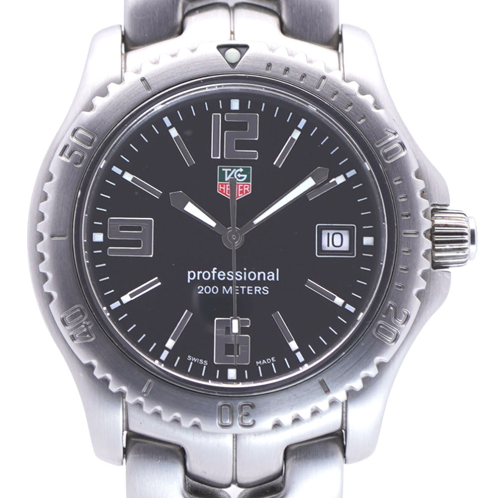 美品 タグホイヤー リンク プロフェッショナル 200M WT1110 クオーツ 腕時計 SS ブラック 黒文字盤 0099【中古】TAG HEUER メンズ