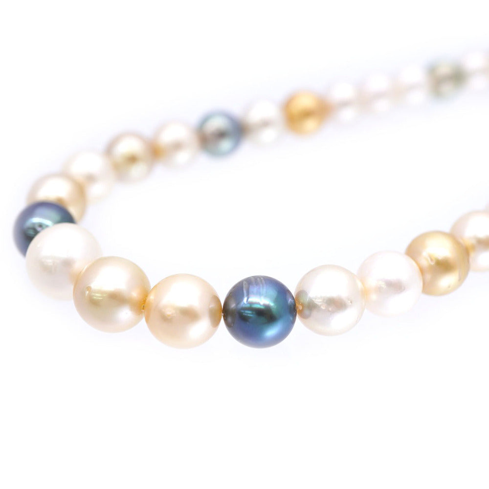 白蝶/黒蝶 グラデーション パール 9.5mm-12.5mm ネックレス アクセサリー 0101【中古】レディース メンズ 男女兼用