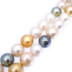 白蝶/黒蝶 グラデーション パール 9.5mm-12.5mm ネックレス アクセサリー 0101【中古】レディース メンズ 男女兼用