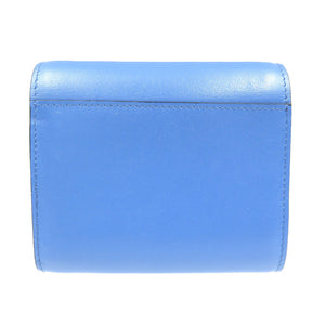 美品 クリスチャンルブタン エリザ コンパクトウォレット レザー ゴールド金具 ブルー レッド 三つ折り財布 0104【中古】Christian Louboutin