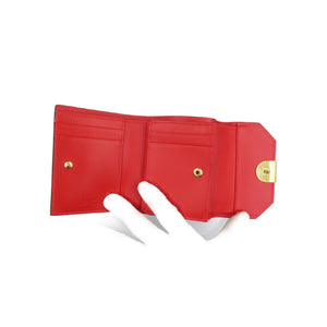 美品 クリスチャンルブタン エリザ コンパクトウォレット レザー ゴールド金具 ブルー レッド 三つ折り財布 0104【中古】Christian Louboutin