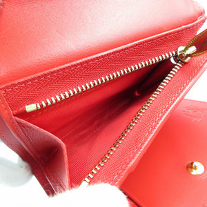 美品 クリスチャンルブタン エリザ コンパクトウォレット レザー ゴールド金具 ブルー レッド 三つ折り財布 0104【中古】Christian Louboutin