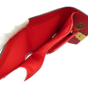 美品 クリスチャンルブタン エリザ コンパクトウォレット レザー ゴールド金具 ブルー レッド 三つ折り財布 0104【中古】Christian Louboutin