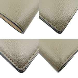 未使用 マルベリー RL5306/690D614 レザー ゴールド金具 グレー ベージュ 二つ折り財布 0105【中古】Mulberry