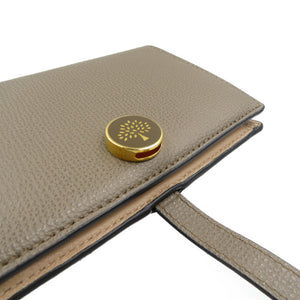 未使用 マルベリー RL5306/690D614 レザー ゴールド金具 グレー ベージュ 二つ折り財布 0105【中古】Mulberry