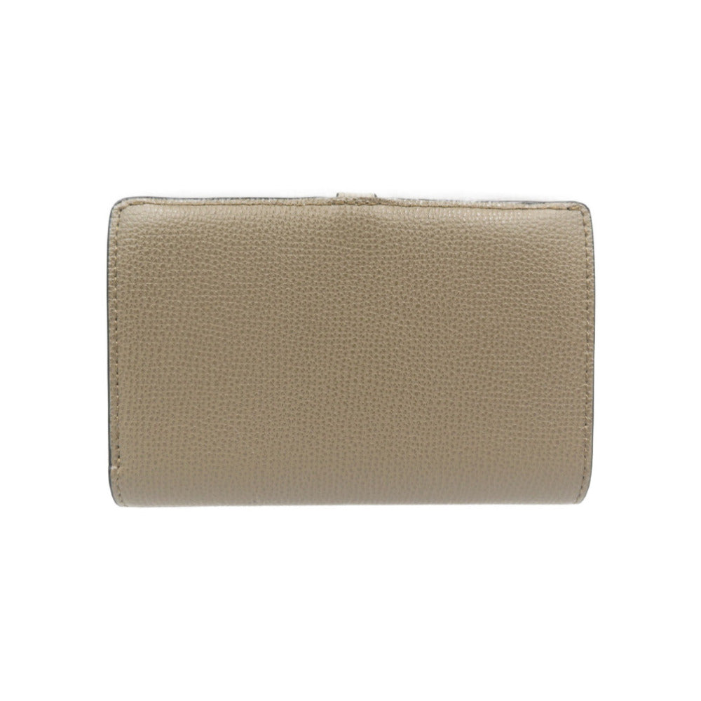 未使用 マルベリー RL5306/690D614 レザー ゴールド金具 グレー ベージュ 二つ折り財布 0105【中古】Mulberry