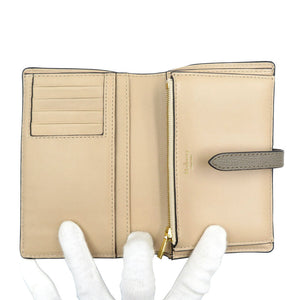 未使用 マルベリー RL5306/690D614 レザー ゴールド金具 グレー ベージュ 二つ折り財布 0105【中古】Mulberry