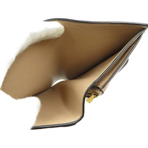未使用 マルベリー RL5306/690D614 レザー ゴールド金具 グレー ベージュ 二つ折り財布 0105【中古】Mulberry