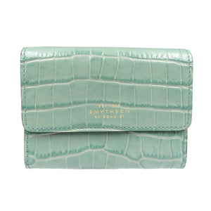 未使用 スマイソン 型押しレザー シルバー金具 グリーン ブラック コインケース 小銭入れ カードケース 0107【中古】SMYTHSON