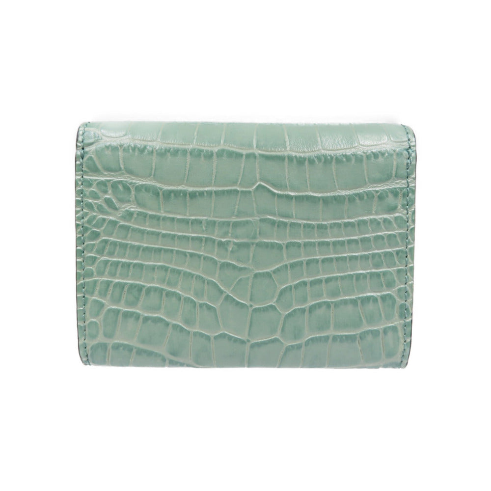 未使用 スマイソン 型押しレザー シルバー金具 グリーン ブラック コインケース 小銭入れ カードケース 0107【中古】SMYTHSON