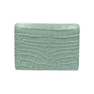 未使用 スマイソン 型押しレザー シルバー金具 グリーン ブラック コインケース 小銭入れ カードケース 0107【中古】SMYTHSON