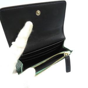 未使用 スマイソン 型押しレザー シルバー金具 グリーン ブラック コインケース 小銭入れ カードケース 0107【中古】SMYTHSON