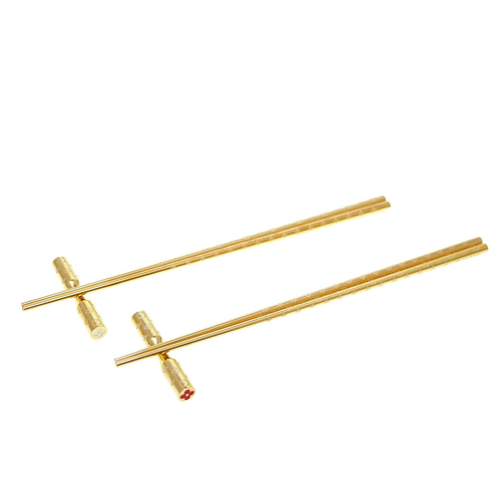 新品同様 ルイヴィトン エテュイ 4バゲット 箸 箸置き 2膳セット GI0736 モノグラム ゴールド LV 0108【中古】LOUIS VUITTON ヴィトン