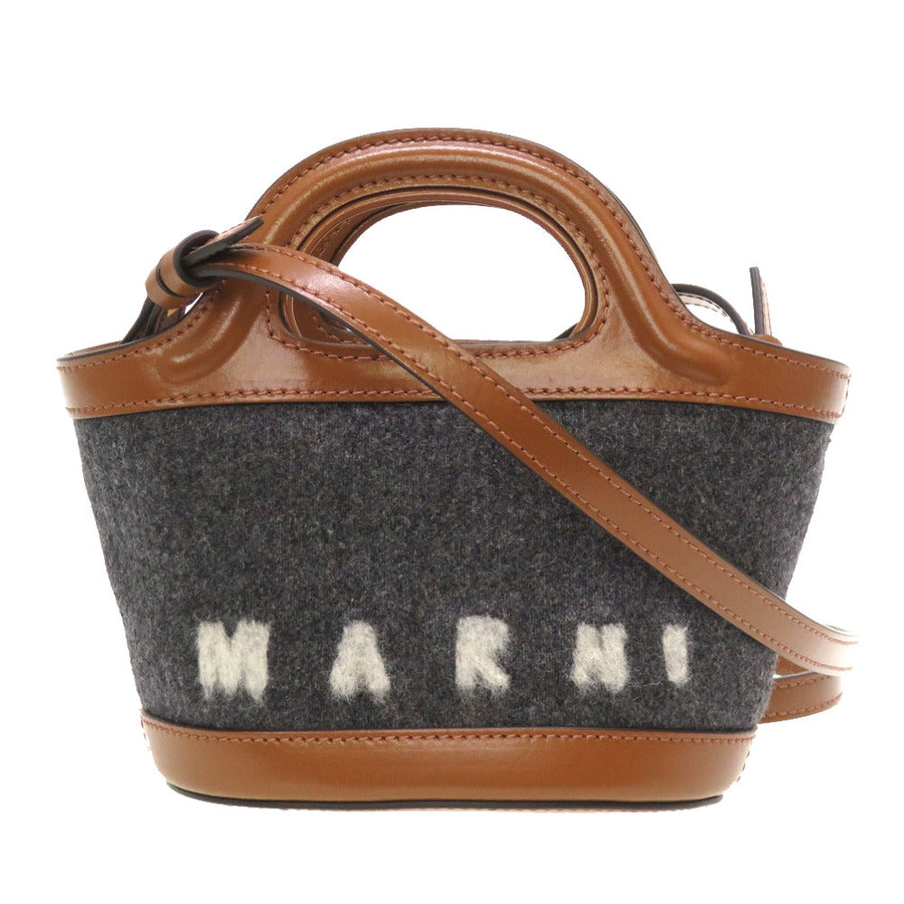 新品同様 マルニ トロピカリア ウール レザー グレー ブラウン BMMP0096Q1 2WAY ショルダーバッグ バッグ 茶 0121 【中古】 MARNI