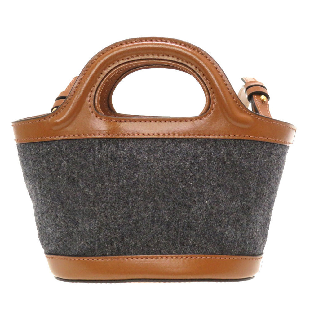 新品同様 マルニ トロピカリア ウール レザー グレー ブラウン BMMP0096Q1 2WAY ショルダーバッグ バッグ 茶 0121 【中古】 MARNI