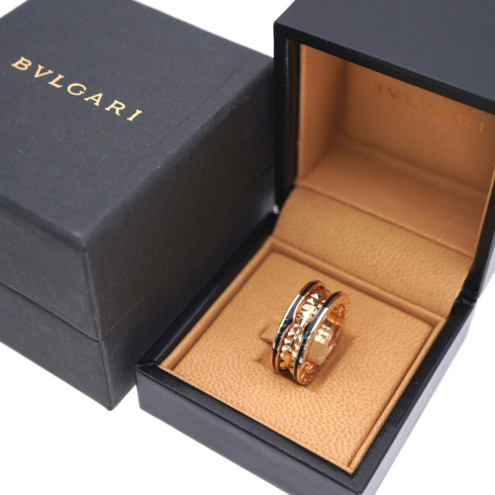 新品同様 ブルガリ B-ZERO1 ロック 2バンド K18PG/ブラックセラミック リング 指輪 750ピンクゴールド ＃57 ジュエリー 0128【中古】BVLGARI メンズ