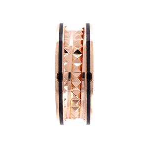 新品同様 ブルガリ B-ZERO1 ロック 2バンド K18PG/ブラックセラミック リング 指輪 750ピンクゴールド ＃57 ジュエリー 0128【中古】BVLGARI メンズ