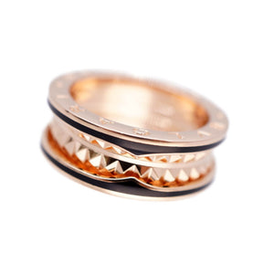 新品同様 ブルガリ B-ZERO1 ロック 2バンド K18PG/ブラックセラミック リング 指輪 750ピンクゴールド ＃57 ジュエリー 0128【中古】BVLGARI メンズ