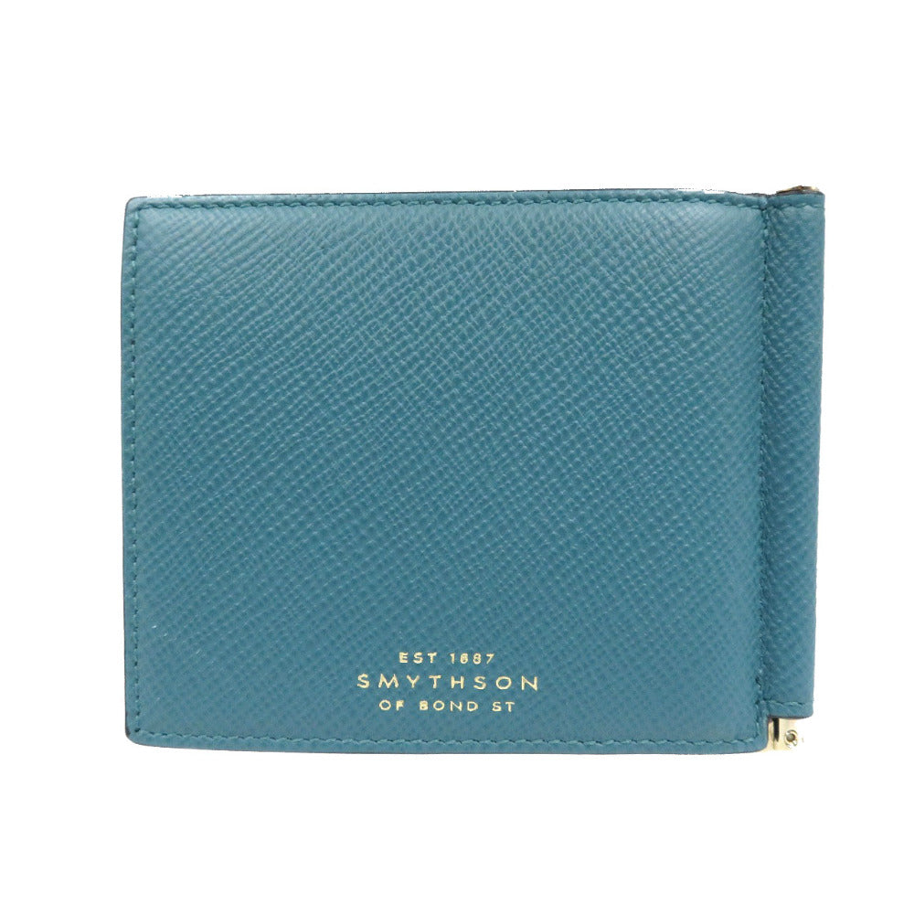 未使用 スマイソン Panama カーフ ゴールド金具 グリーン ブラック マネークリップ 札入れ 二つ折り財布 0135【中古】SMYTHSON