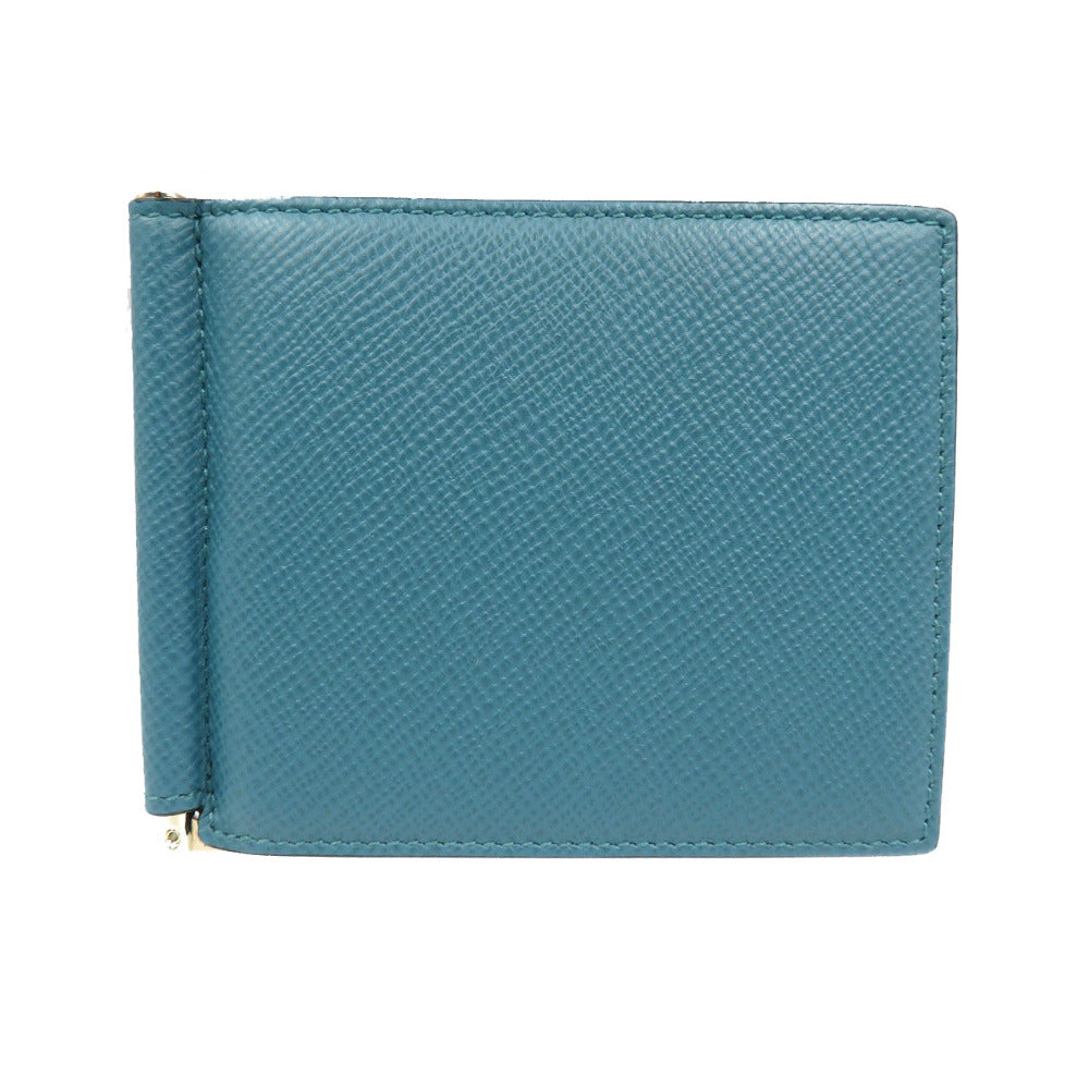 未使用 スマイソン Panama カーフ ゴールド金具 グリーン ブラック マネークリップ 札入れ 二つ折り財布 0135【中古】SMYTHSON