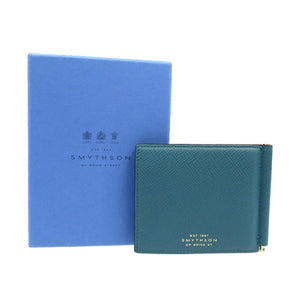 未使用 スマイソン Panama カーフ ゴールド金具 グリーン ブラック マネークリップ 札入れ 二つ折り財布 0135【中古】SMYTHSON