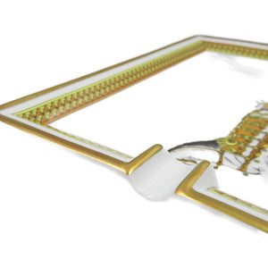 未使用 エルメス アッシュトレイ 馬 陶器  ホワイト ゴールド イエロー 灰皿 0137【中古】HERMES