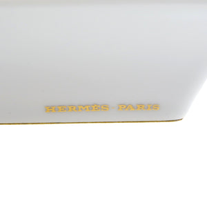 未使用 エルメス アッシュトレイ 馬 陶器  ホワイト ゴールド イエロー 灰皿 0137【中古】HERMES