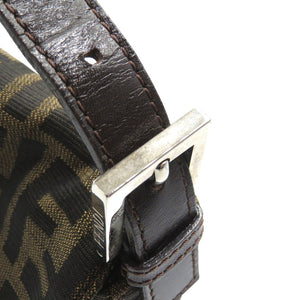 美品 フェンディ マンマバケット ズッカ柄 キャンバス レザー シルバー金具 ブラウン ハンドバッグ 0138【中古】FENDI