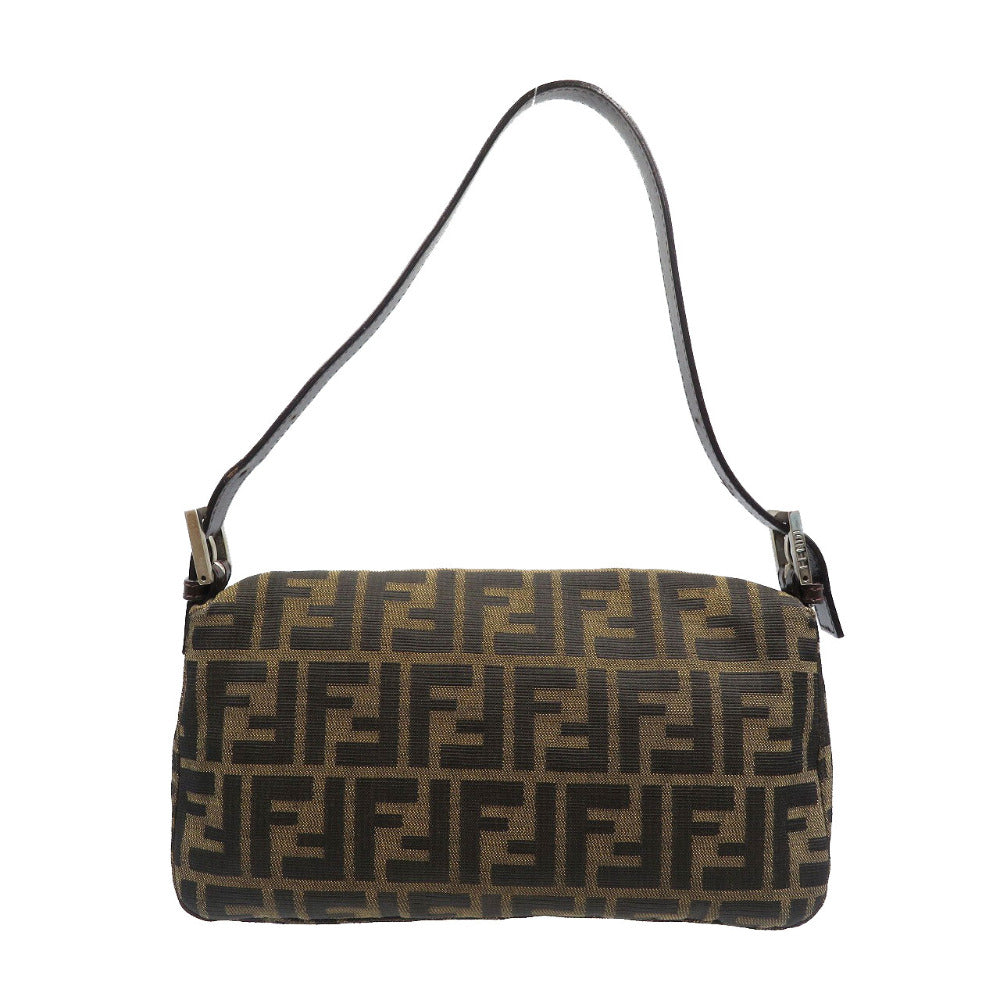 美品 フェンディ マンマバケット ズッカ柄 キャンバス レザー シルバー金具 ブラウン ハンドバッグ 0138【中古】FENDI