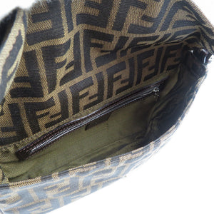 美品 フェンディ マンマバケット ズッカ柄 キャンバス レザー シルバー金具 ブラウン ハンドバッグ 0138【中古】FENDI