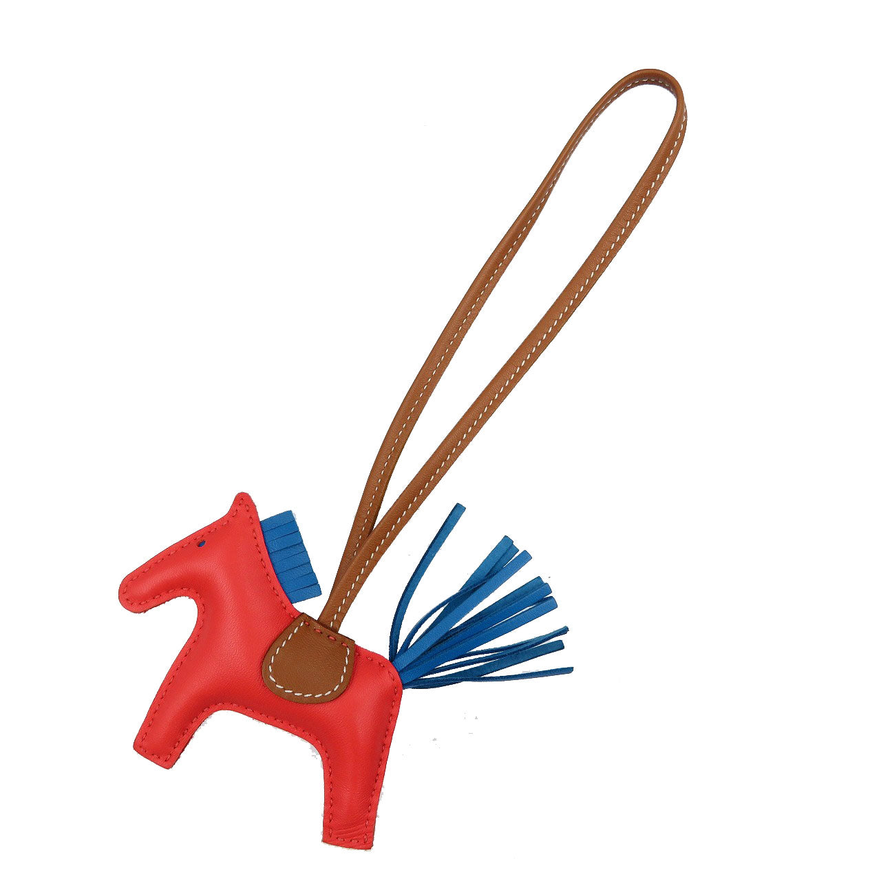 新品同様 エルメス ロデオPM Y刻印 馬 アニョーミロ ローズテキサス ブルーザンジバル ゴールド バッグチャーム 0141【中古】HERMES