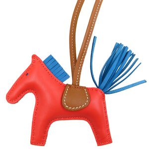 新品同様 エルメス ロデオPM Y刻印 馬 アニョーミロ ローズテキサス ブルーザンジバル ゴールド バッグチャーム 0141【中古】HERMES