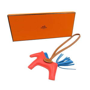 新品同様 エルメス ロデオPM Y刻印 馬 アニョーミロ ローズテキサス ブルーザンジバル ゴールド バッグチャーム 0141【中古】HERMES