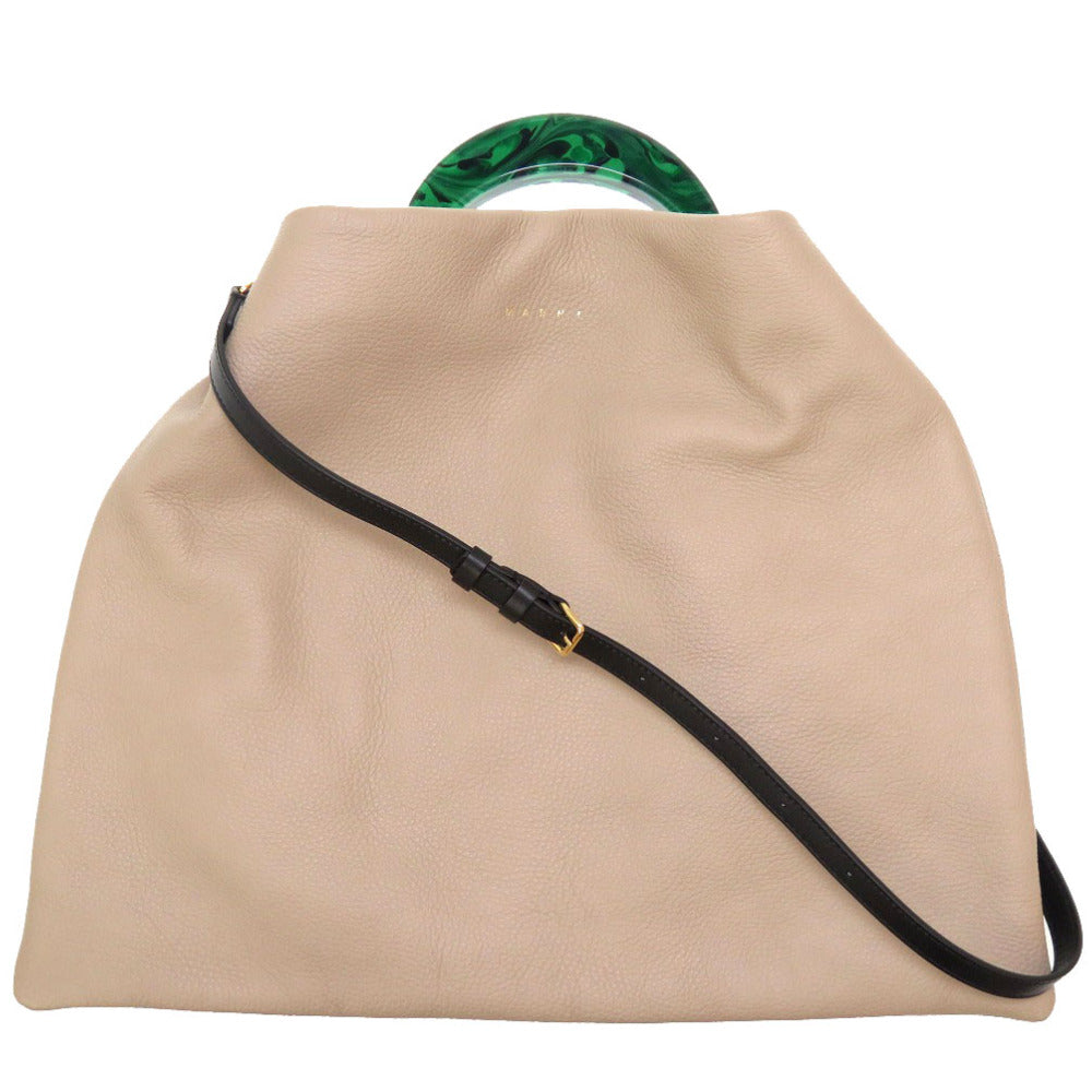 新品同様 マルニ ベニス ミディアムバッグ VENICE レザー ベージュ グリーン トートバッグ バッグ 0149 【中古】 MARNI
