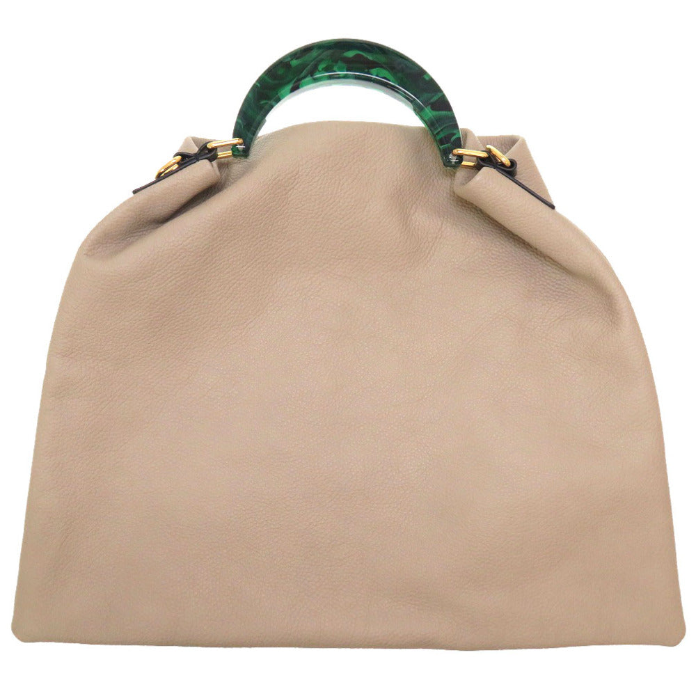 新品同様 マルニ ベニス ミディアムバッグ VENICE レザー ベージュ グリーン トートバッグ バッグ 0149 【中古】 MARNI