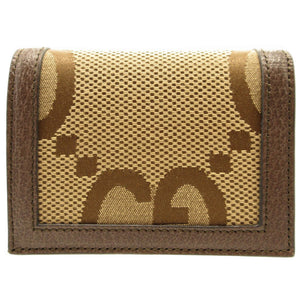 未使用 グッチ 658244 ジャンボGG コンパクトウォレット バンブー GGキャンバス レザー ブラウン 茶 2つ折り財布 財布 0153【中古】GUCCI