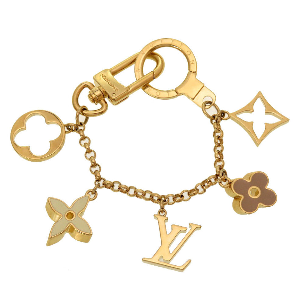 新品同様 ルイ ヴィトン モノグラム フラワー フルール ドゥ モノグラム ゴールド M65111 バッグチャーム キーホルダー LV 0163 【中古】 LOUIS VUITTON