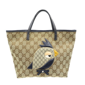 美品 グッチ チルドレンズ ZOO パパガッロ 271101 GGキャンバス シルバー金具 ベージュ ブラック ハンドバッグ 0166【中古】GUCCI