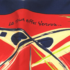 美品 エルメス プチカレ カレ40 エッフェル塔 La Tour Eiffel S’envole シルク ネイビー スカーフ 紺 0170 【中古】 HERMES