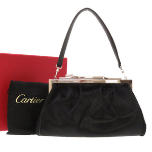 美品 カルティエ パンサー パンテール ハラコ ブラック ハンドバッグ バッグ 黒 0173 【中古】 CARTIER