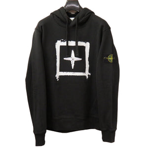 新品同様 ストーンアイランド ロゴ ブラック コットン パーカー 0174 【中古】 STONE ISLAND メンズ