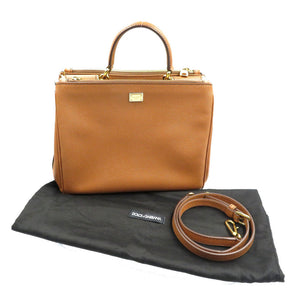 ドルチェアンドガッバーナ シシリー BB5682A10011 レザー ゴールド金具 2WAY ブラウン ヒョウ柄 ハンドバッグ ショルダーバッグ 0175【中古】DOLCE&GABBANA