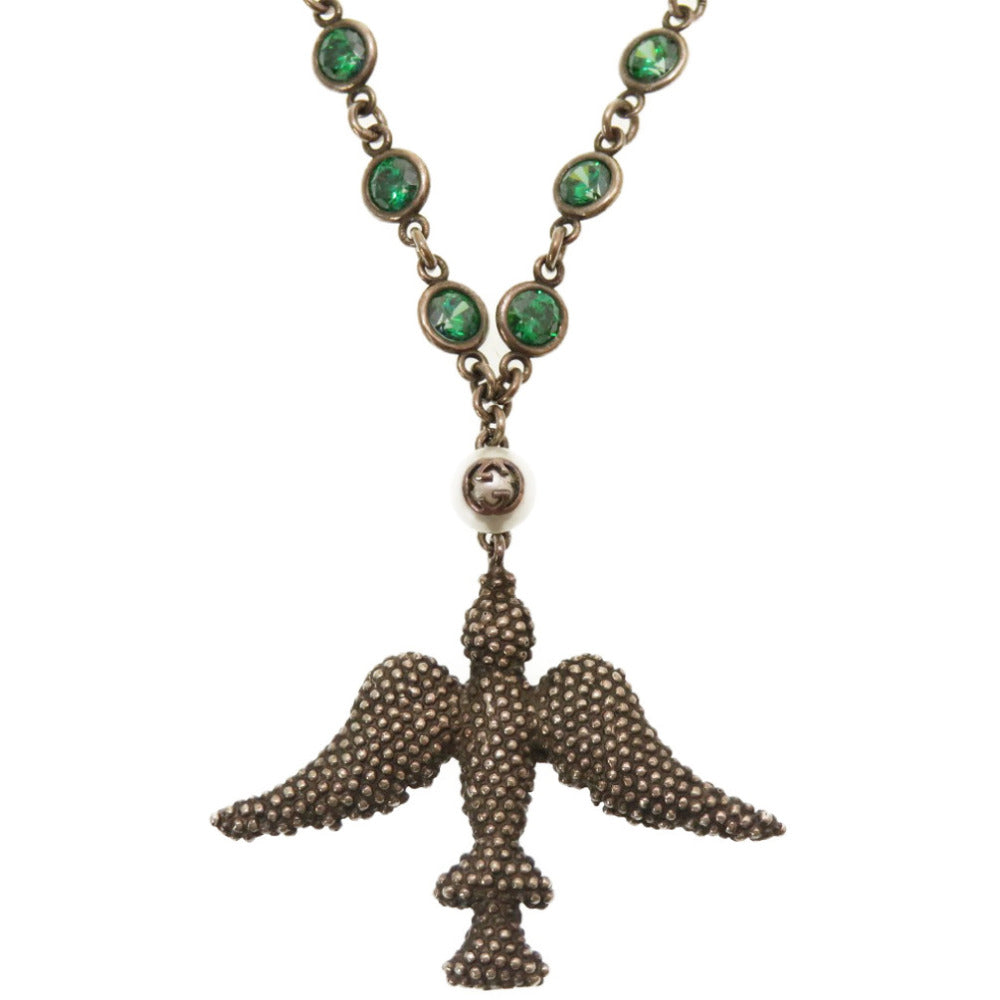 グッチ 鳥モチーフ バード ラインストーン シルバー925 ネックレス アクセサリー 0180 【中古】 GUCCI