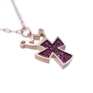 新品同様 ガガミラノ ルビー/K18PG クロス ネックレス ネックレス ピンクゴールド ジュエリー アクセサリー ペンダント 0001【中古】Gaga Milano