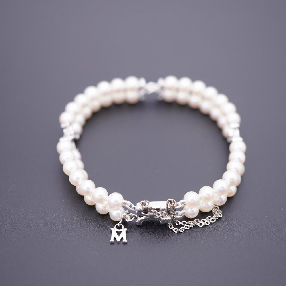 新品同様 ミキモト 2連パール ブレスレット パール シルバー925 パールホワイト 5mm ベビーパール 0005【中古】MIKIMOTO メンズ レディース