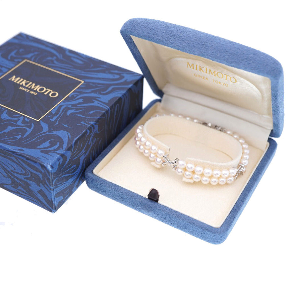 新品同様 ミキモト 2連パール ブレスレット パール シルバー925 パールホワイト 5mm ベビーパール 0005【中古】MIKIMOTO メンズ レディース