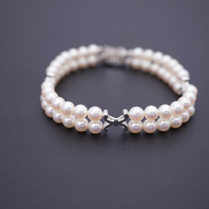 新品同様 ミキモト 2連パール ブレスレット パール シルバー925 パールホワイト 5mm ベビーパール 0005【中古】MIKIMOTO メンズ レディース