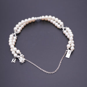 新品同様 ミキモト 2連パール ブレスレット パール シルバー925 パールホワイト 5mm ベビーパール 0005【中古】MIKIMOTO メンズ レディース