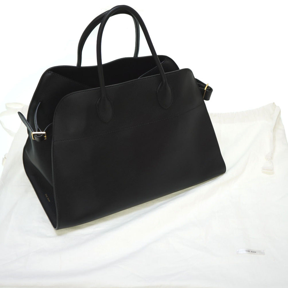 新品同様 ザ ロウ ソフトマルゴー 15 トートバッグ レザー ブラック 黒 0007【中古】THE ROW マルゴー ナチュラルグレイン サドルレザー