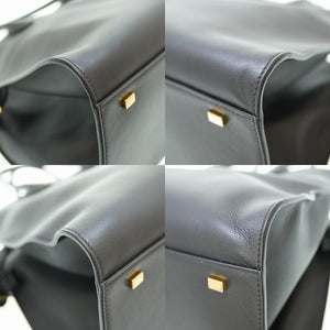 新品同様 ザ ロウ ソフトマルゴー 15 トートバッグ レザー ブラック 黒 0007【中古】THE ROW マルゴー ナチュラルグレイン サドルレザー